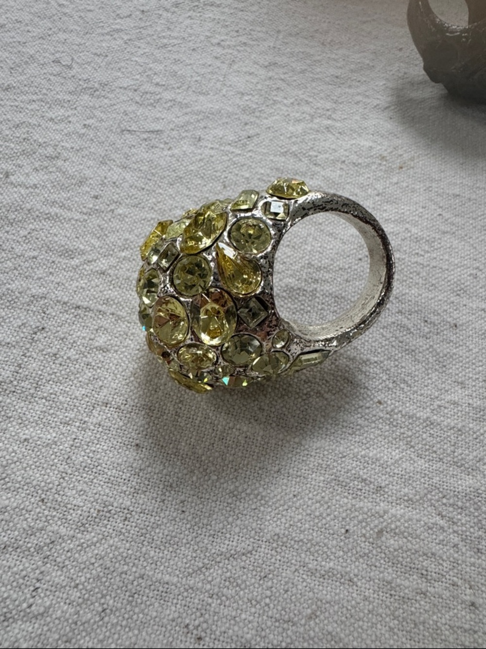 Marc Jacobs Yellow Crystal Dome Cocktail Ring